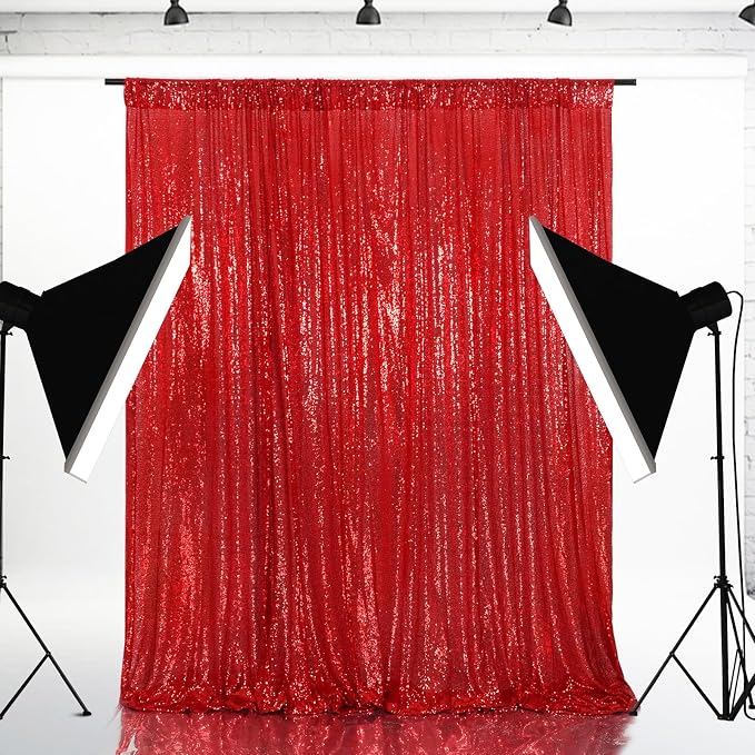 Eternal Beauty Red 3mm Sequin Backdrop 10x10 Ft - Image 2