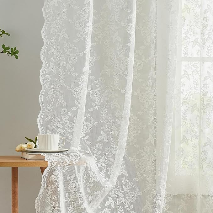 FINECITY Lace Curtains 84 Inches Long by FINECITY