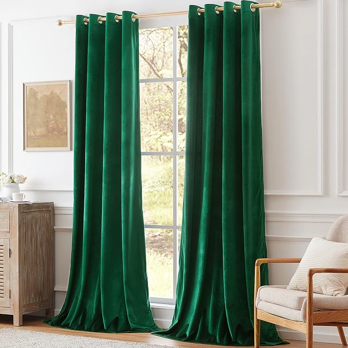 Velvet Green Grommet Blackout Curtains 84 inch Length - Image 7