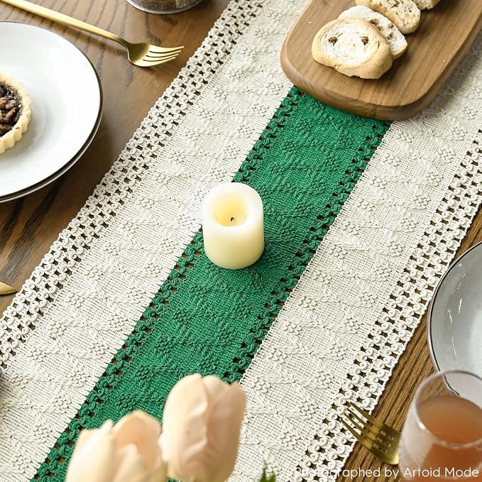 Artoid Mode Emerald Green Farmhouse Rustic Table Runner 12x36 Inch | Seasonal - Image 4