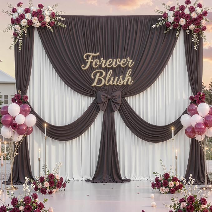 30 ft x 10 ft Wrinkle Free Brown Backdrop Curtain - Image 9