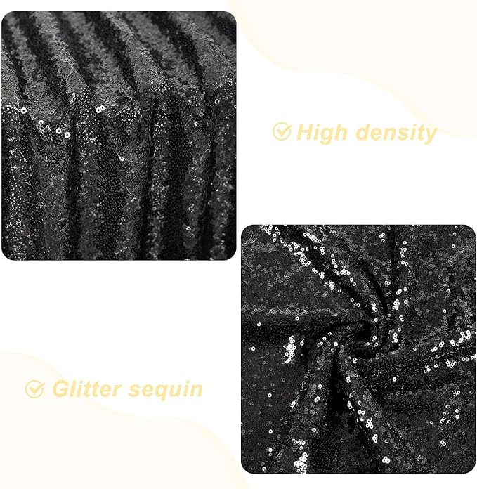PartyDelight Black Sequin Backdrop 6x7ft Sparkly Photo Curtain | 4 Inch Rod - Image 4
