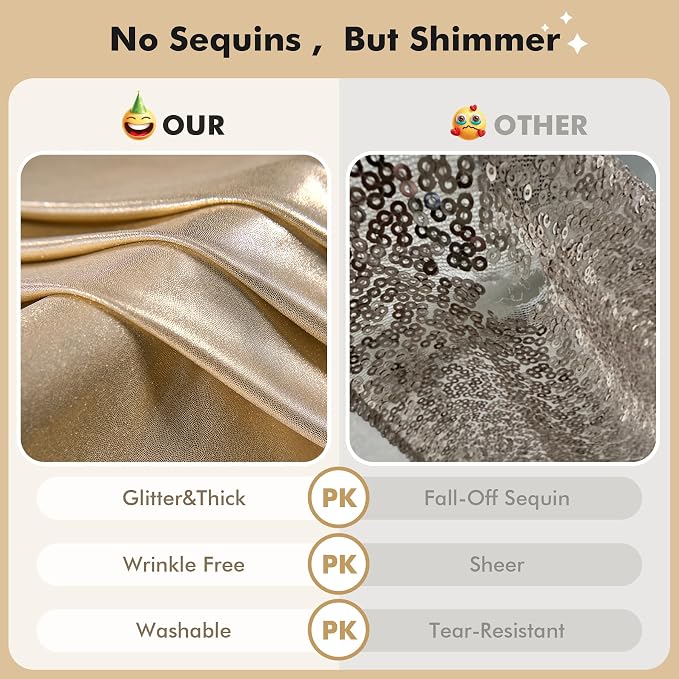 50x10ft Shimmer Champagne Gold Sequin Backdrop Curtain - Image 4
