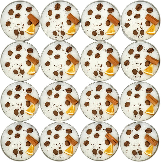 Coffee Scented Soy Wax Candle Favors with Hand-Placed Orange and Cinnamon Stick - Handmade Gift Set for Wedding Guest - Bridal Shower Baby Shower Birthday (90 Pieces)