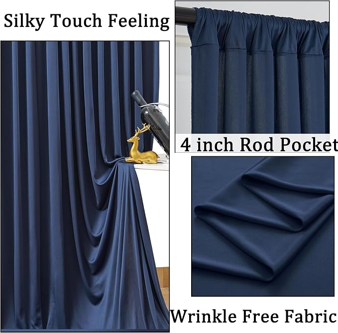 50ftx10ft Wrinkle Free Navy Blue Backdrop Curtains - Image 2