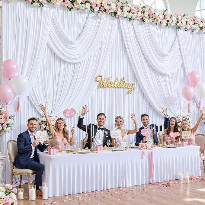 4 Panels White Backdrop Curtains - Image 2