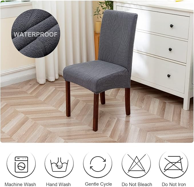 Waterproof Dining Chair Covers Set of 4 Parsons Chair Slipcovers | Double - Image 7
