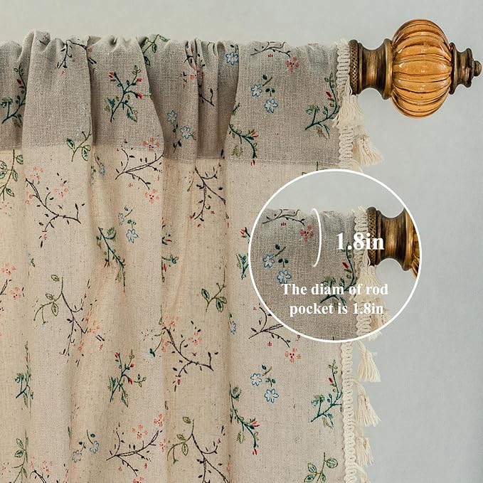 ENJOYBRIDAL Floral Boho Curtains 2 Panels Short 63 Inch Curtains Patterned Semi - Image 2