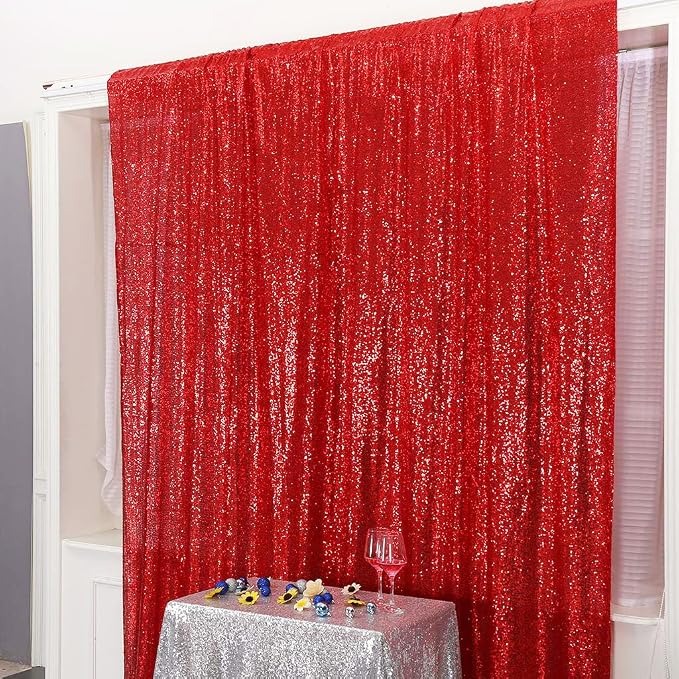 Eternal Beauty Red 3mm Sequin Backdrop 8x8 Ft - Image 9