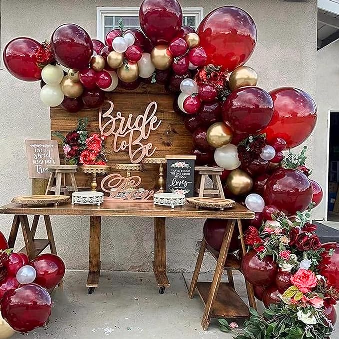 PartyWoo Burgundy Balloons 101pcs Dark Chestnut Red Maroon Color | Balloons - Image 7