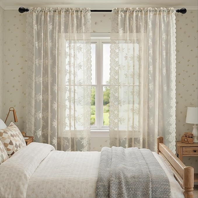 Kotile Extra Long Beige Sheer Curtains - Image 5
