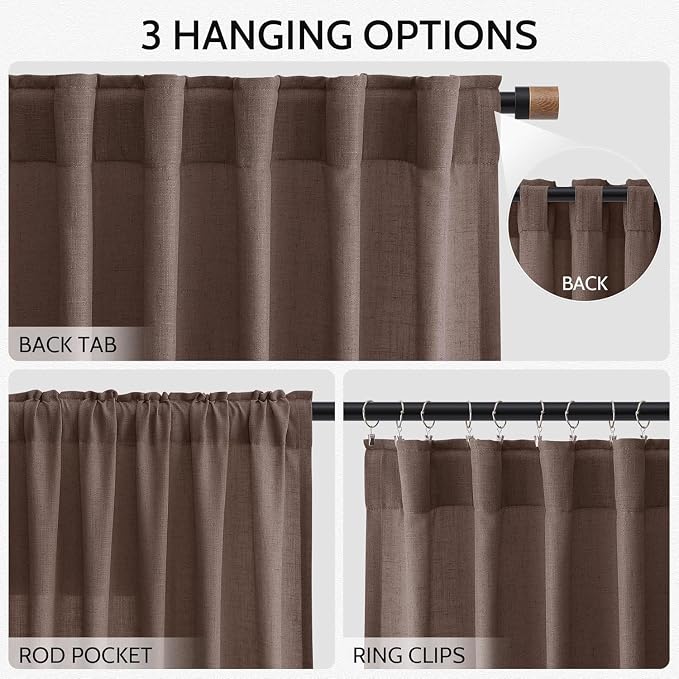 Cappuccino Linen Curtains 132 Inch Length - Image 2