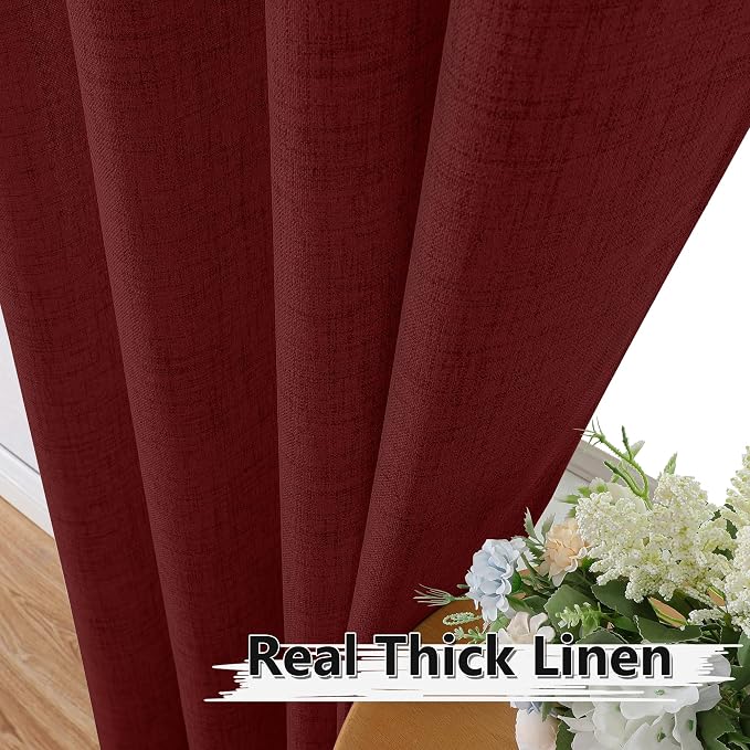 Tollpiz Linen Tier Curtain Rod Pocket Semi Sheer Half Kitchen Curtains Burlap - Image 3