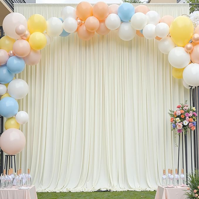 10ft×12ft Wrinkle Free Ivory Backdrop Curtain - Image 5