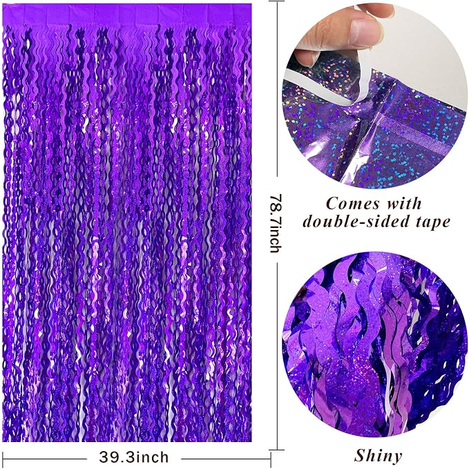 Tinsel Foil Fringe Curtains Wavy Backdrop - Image 2
