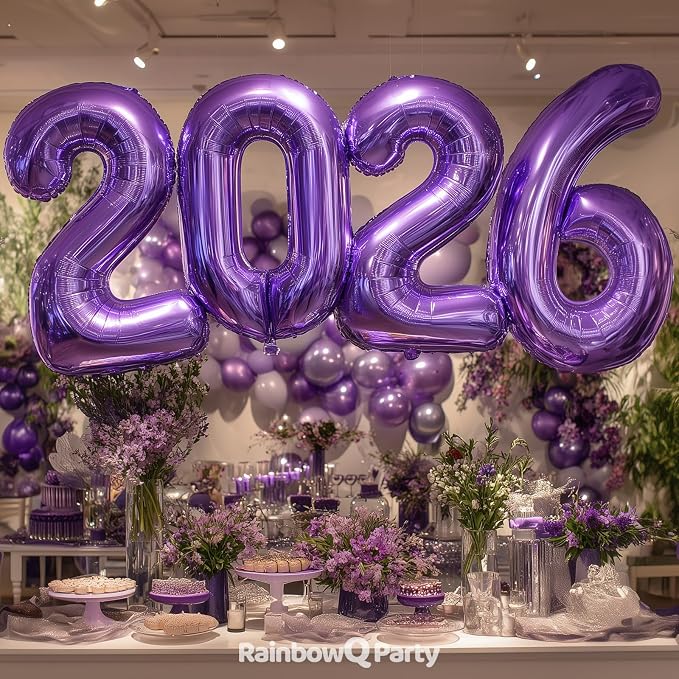 RainbowQ Purple 8 Balloon Number 40 Inch 0-40 Foil Large Balloons | Big Mylar 8 - Image 6