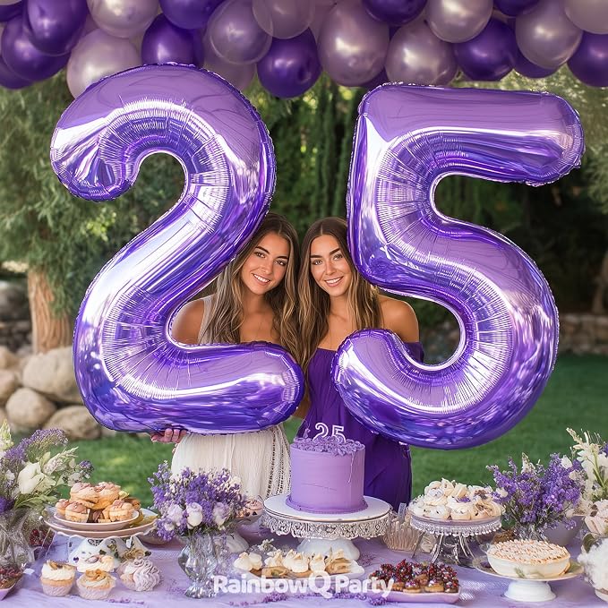 RainbowQ Purple 32 Balloon Number 40 Inch 0-40 Foil Large Balloons | Big Mylar - Image 5