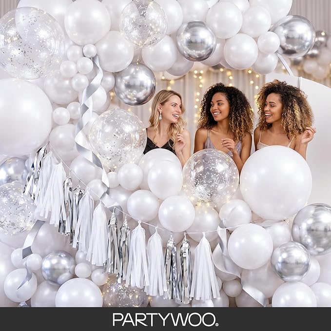 PartyWoo Pearl White Balloons 128pcs Different Sizes Pack of 18 12 10 5 Inch - Image 5