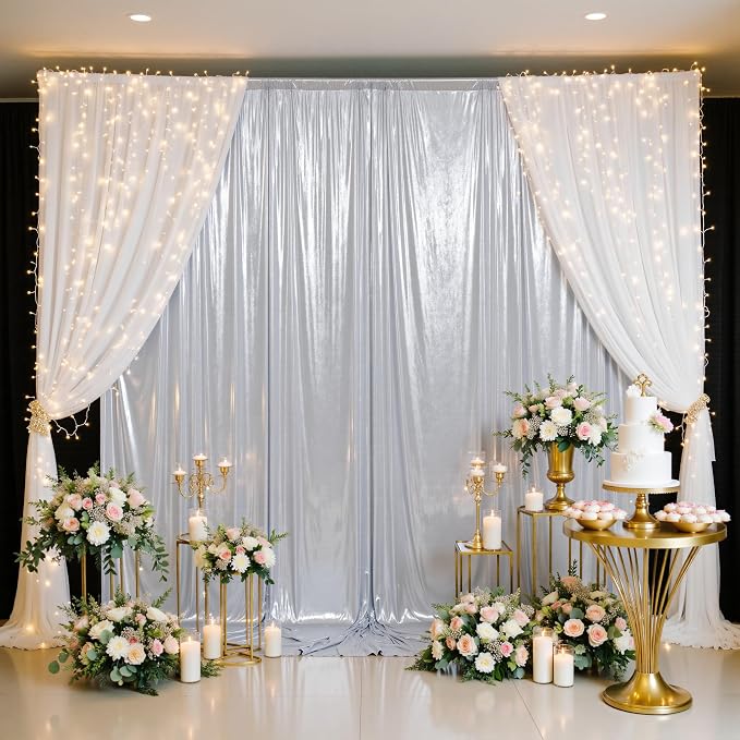 30x10FT Silver Sequin Backdrop Curtain - Image 8