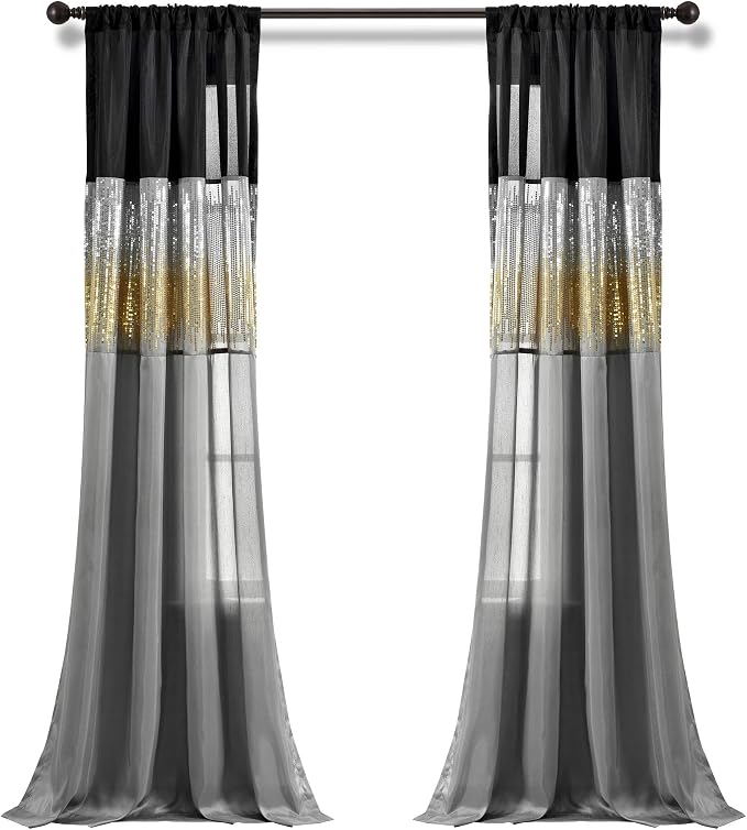 Lush Decor Night Sky Window Curtain Panel, Single 42"W x 95"L Black & Gold - Image 9