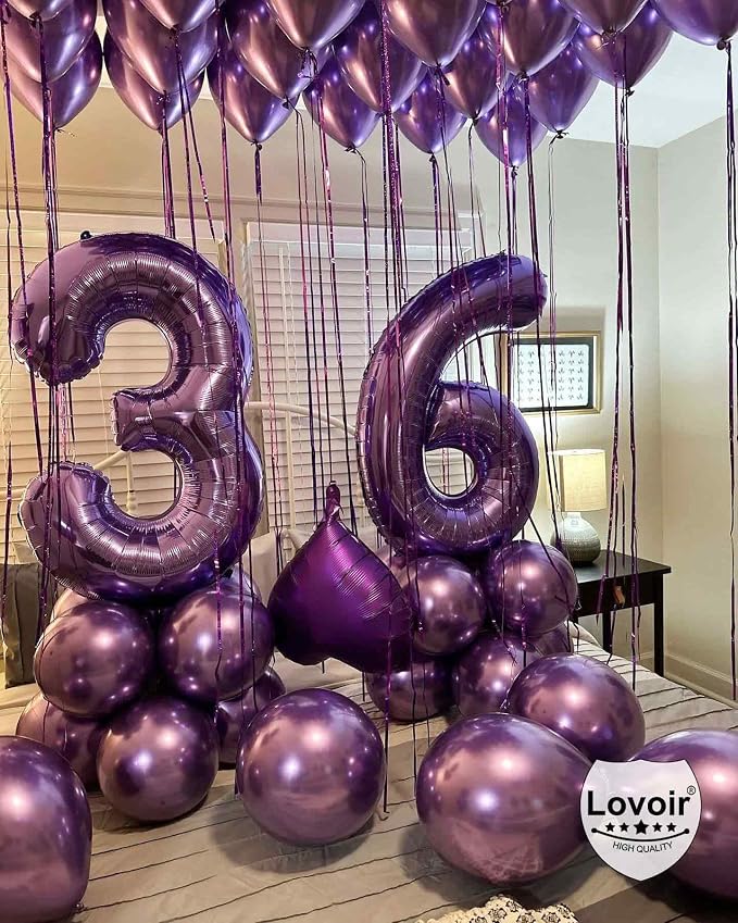 Purple Number 9 Balloons, 40 Inch Giant Number Balloons Foil Mylar Helium - Image 3