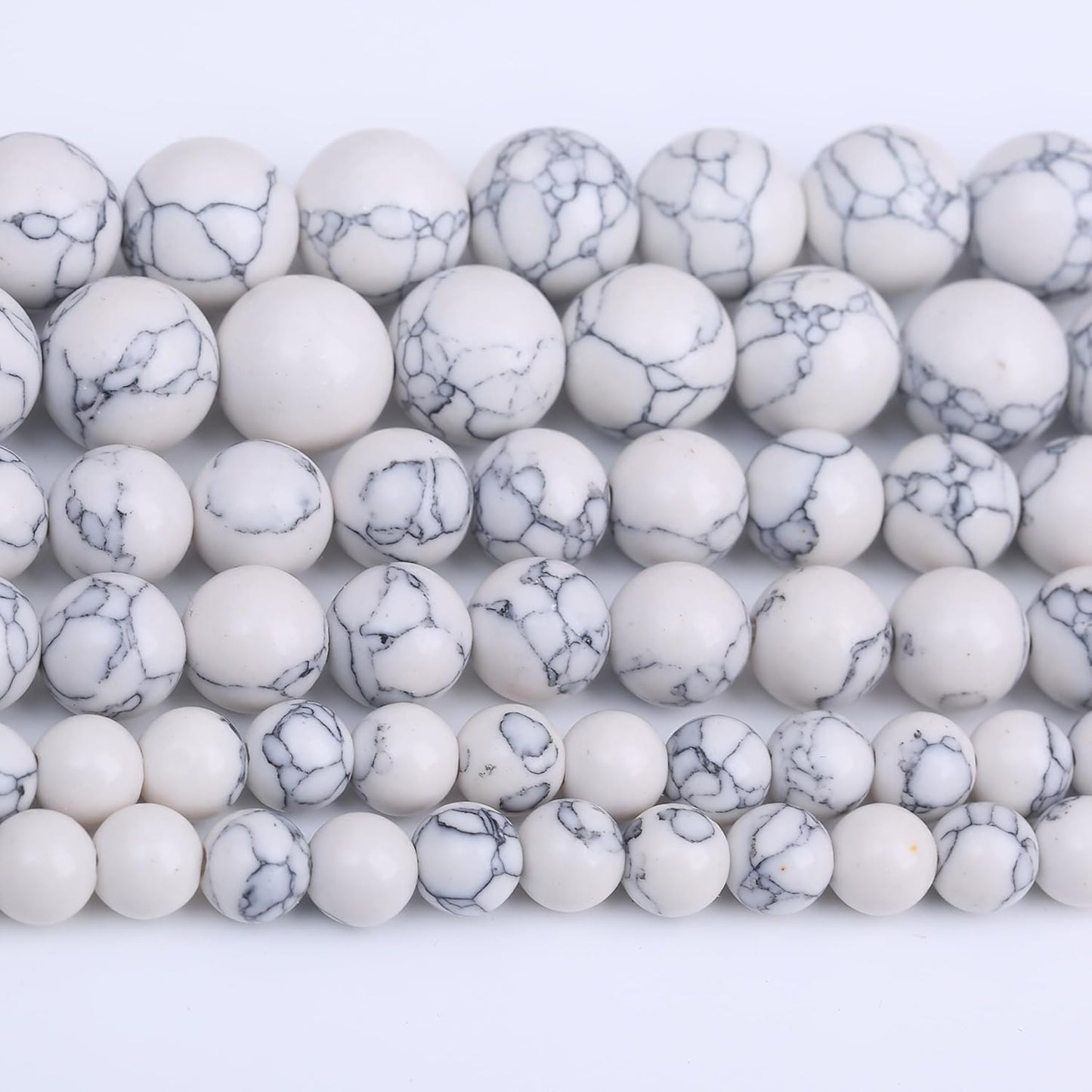 Natural White Turquoise Stone Beads Gemstone Round Crystal Energy Jade Beads Stone Beads for Jewelry Making DIY Bracelet Necklace Jewelry Making 1 Strand 15.5inch 45PCS 8MM