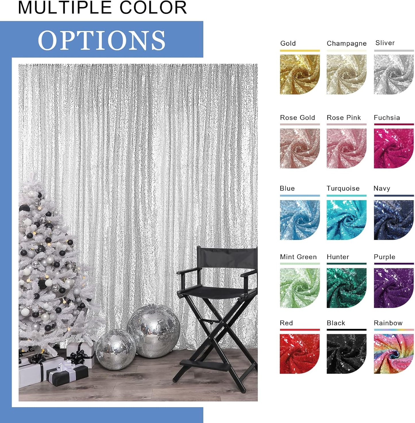 Hahuho Lavender Sequin Backdrop Curtain, 4PCS 2FTx8FT Glitter Backdrop Curtain for Parties, Christmas, Wedding, Party Decoration（4 Panels, 2FT x 8FT, Lavender