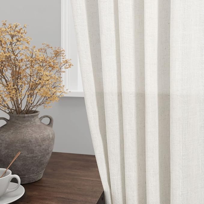 Cream Linen Curtains 80 inches Long - Image 2
