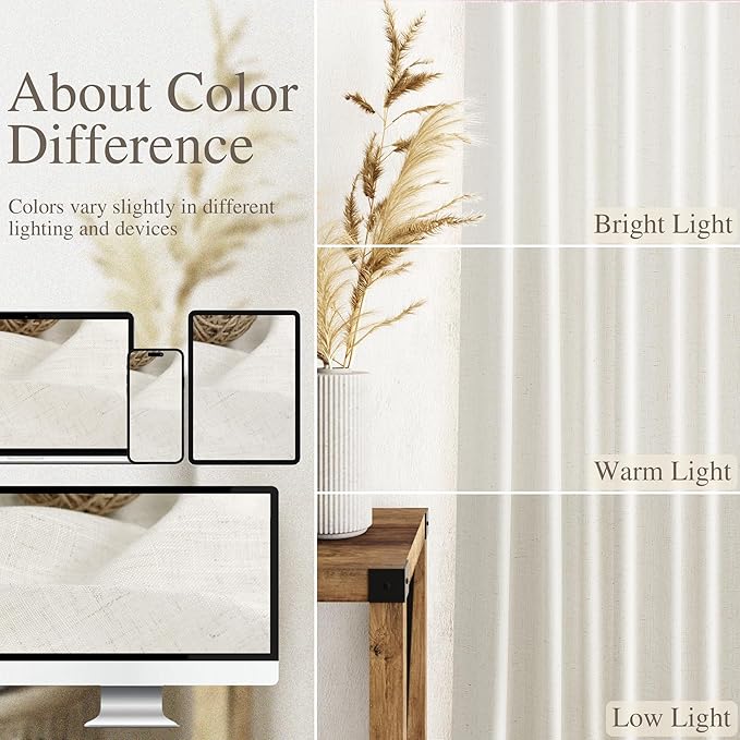 Cream Linen Curtains 61 Inch Length - Image 3