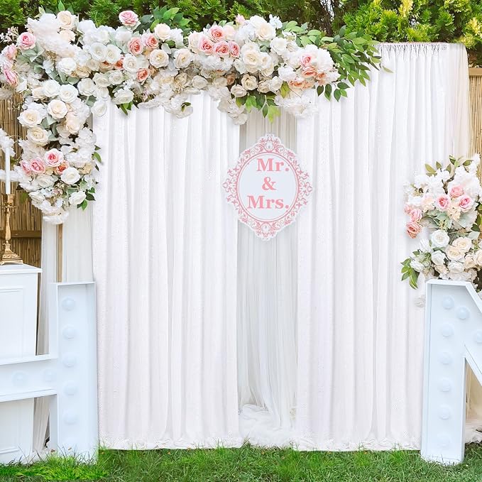 White Sequin Backdrop Curtains-4 Panels 2FTx8FT White Backdrop - Image 7