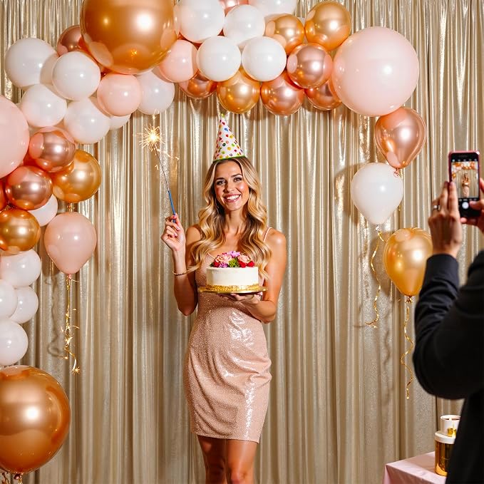 10ftx10ft Champagne Gold Sequin Backdrop Curtain - Image 7