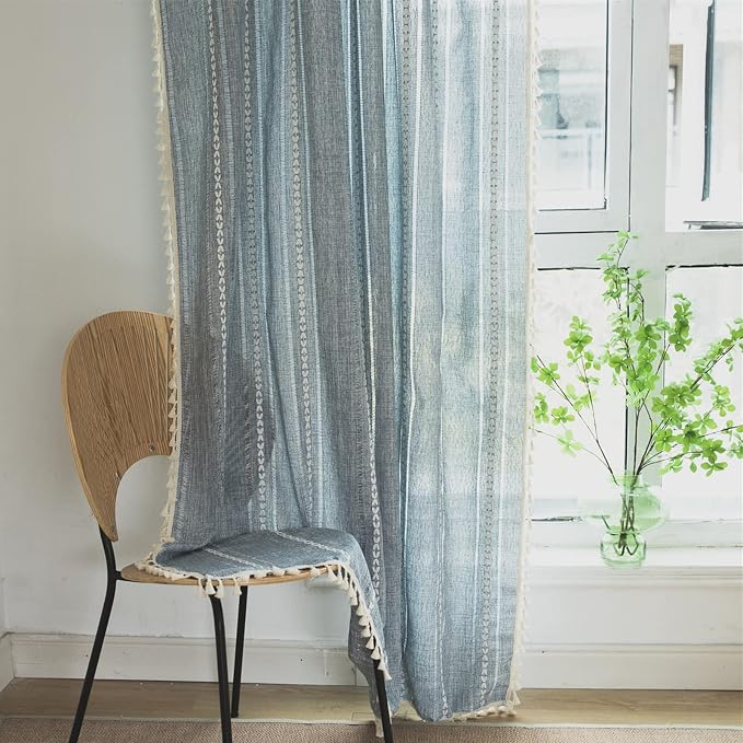Sutuo Home Denim Blue Boho Curtains 84 Inches Long - Image 9