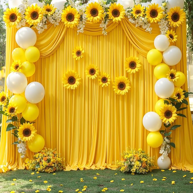 4 Panels Yellow Backdrop Curtains - Image 5