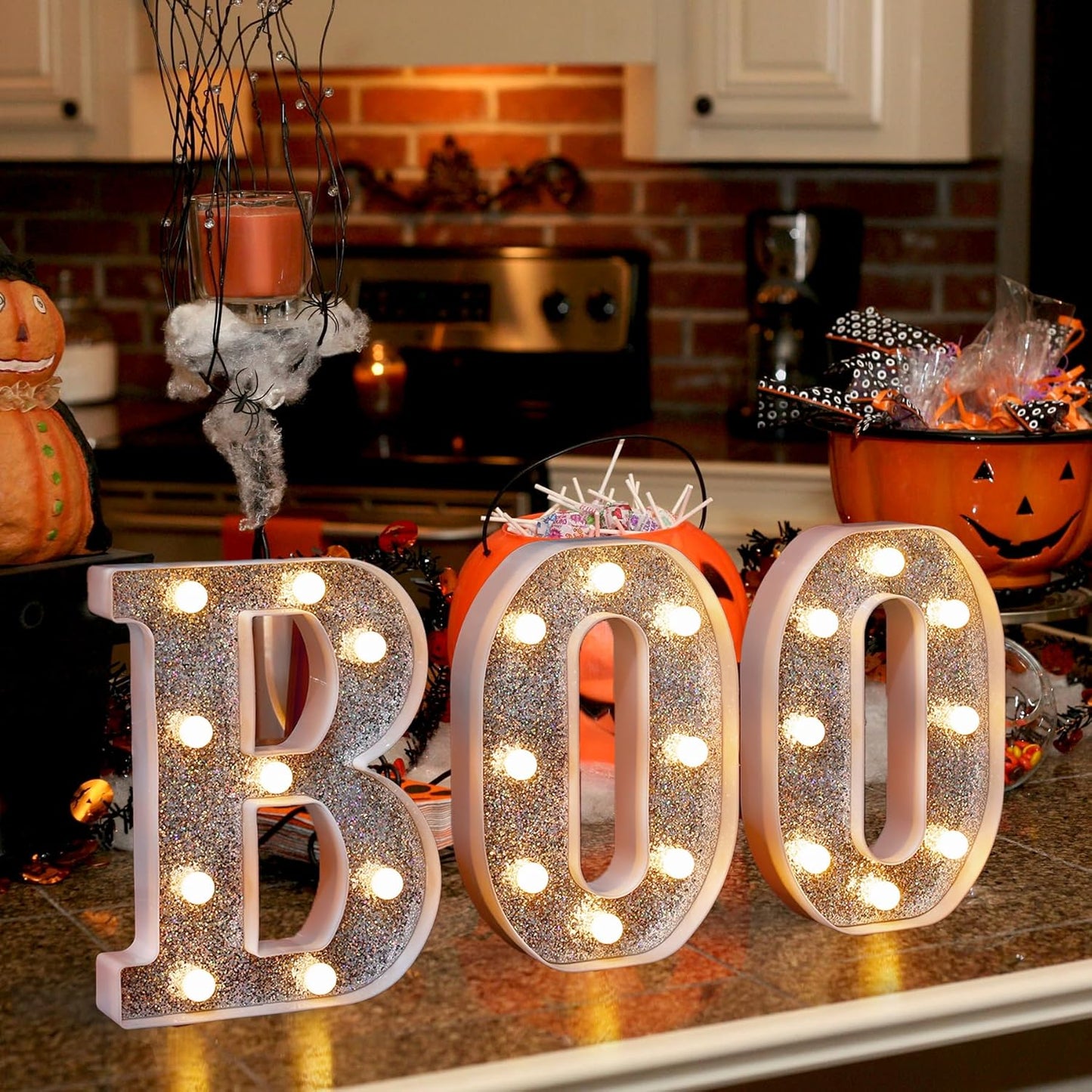 Marquee Light Up Letters, Glitter Silver LED Letter Lights Battery Powered Alphabet Letter Sign for Night Light Wedding Birthday Party Cafe Bar Decoration Girls Room Decor - Number 3