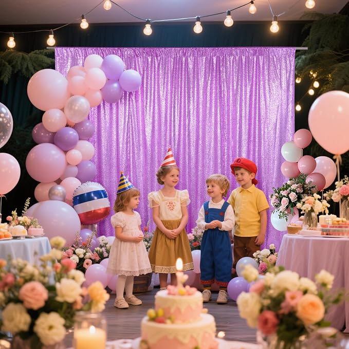 SquarePie 8x10ft Lavender Sequin Backdrop, High Density Non-Transparent Glitter - Image 3
