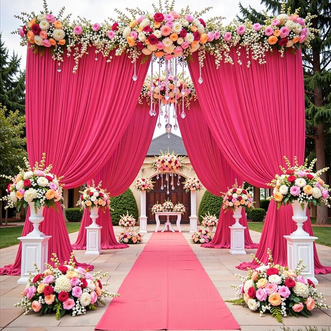 20 ft x 10 ft Wrinkle Free Fuchsia Backdrop Curtain by Outpain