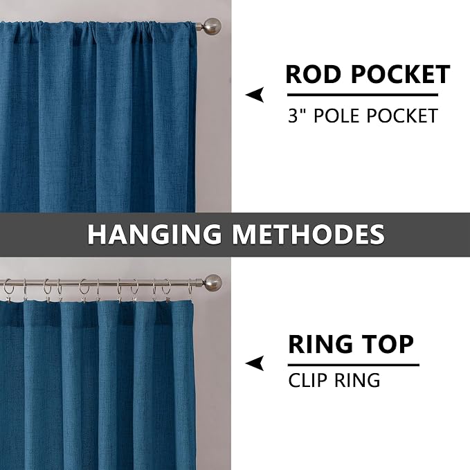 Tollpiz Short Linen Curtain Living Room Rod Pocket Semi Sheer Curtains Burlap - Image 5