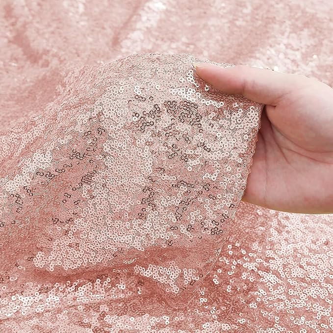 Sugargirl Rose Gold Sequin Backdrop Curtain 4FTx8FT Glitter Rose Gold - Image 7