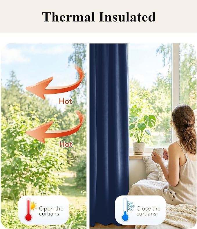 Navy Blue Velvet Extra Curtains - Image 6