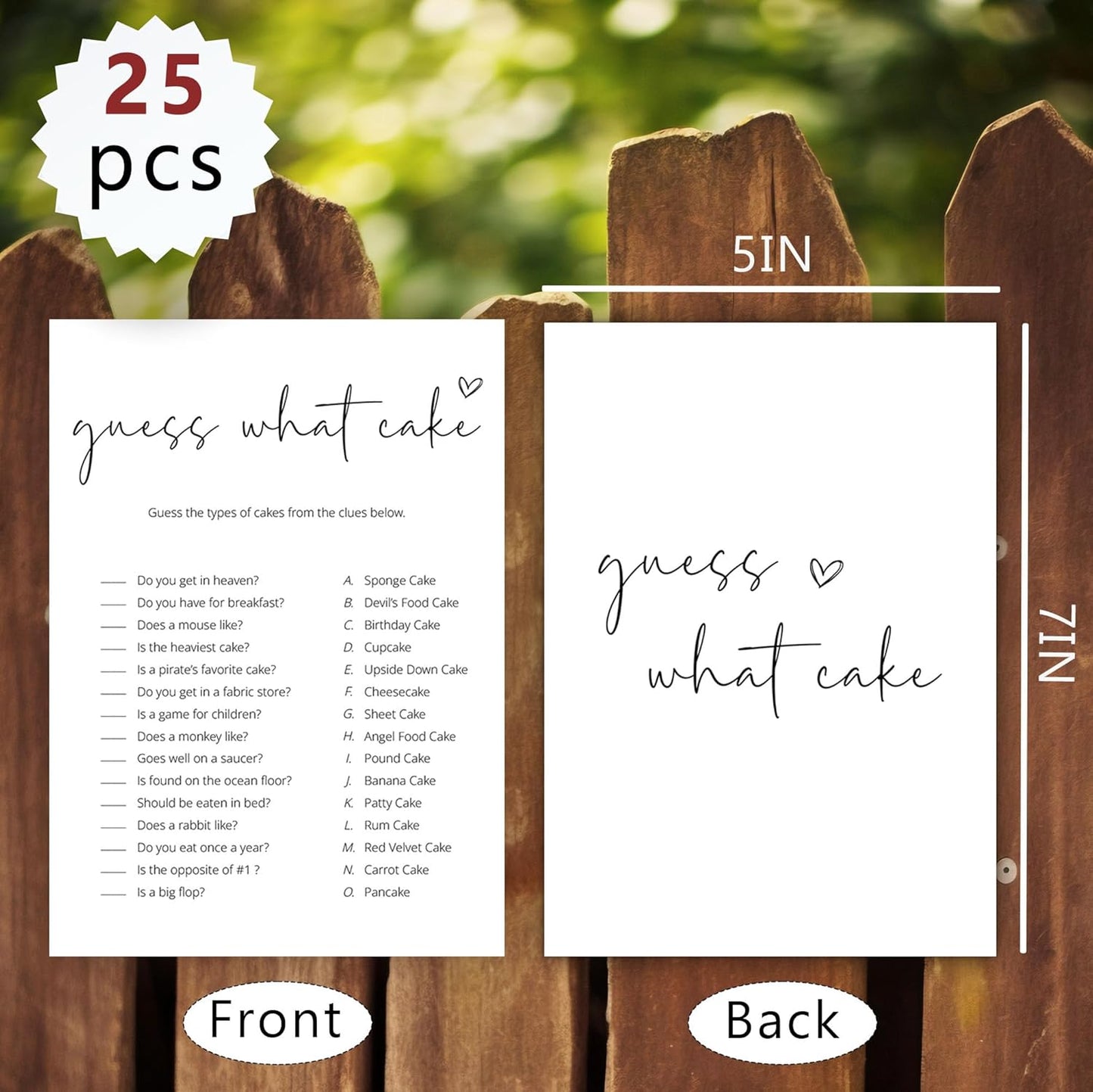 Bridal Shower Games, What Cake, 25Pcs Minimalist White Double-Sided Bridal Game Cards with 1 Answer Key, Wedding Shower Games for Guests, Engagement Bachelorette Party Supplies - A03
