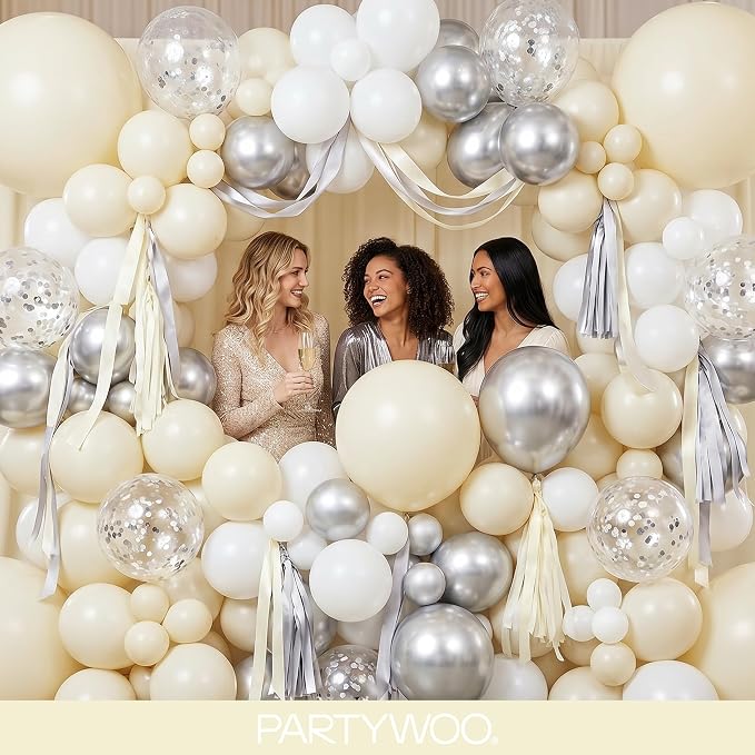 PartyWoo Beige Balloons 140pcs Cream Ivory Color 18 12 10 5 Inch | Balloons - Image 5
