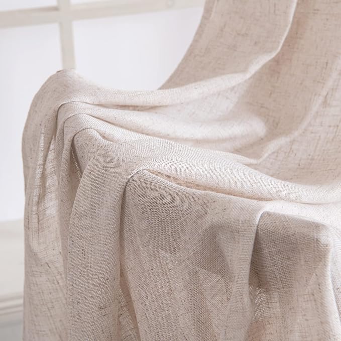 MIULEE Natural White Linen Curtains 52x80 Inch Length Soft Thick Linen | 2 - Image 6
