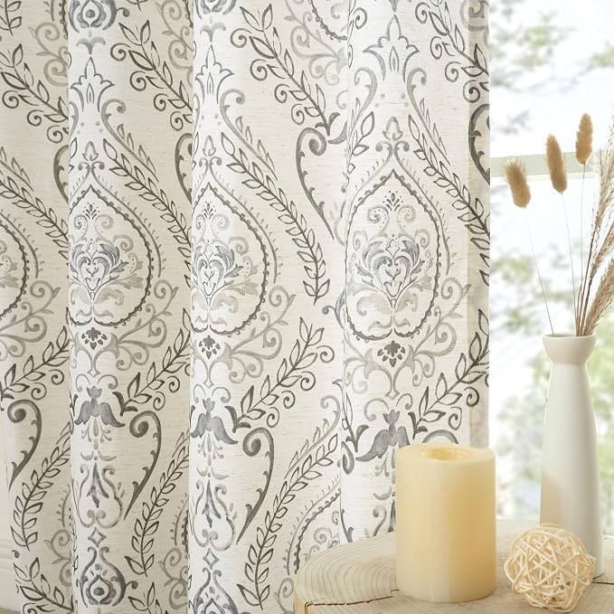 Linen Curtains 40 inch Length for Kitchen/Cafe, Light Filtering Semi Sheer - Image 2