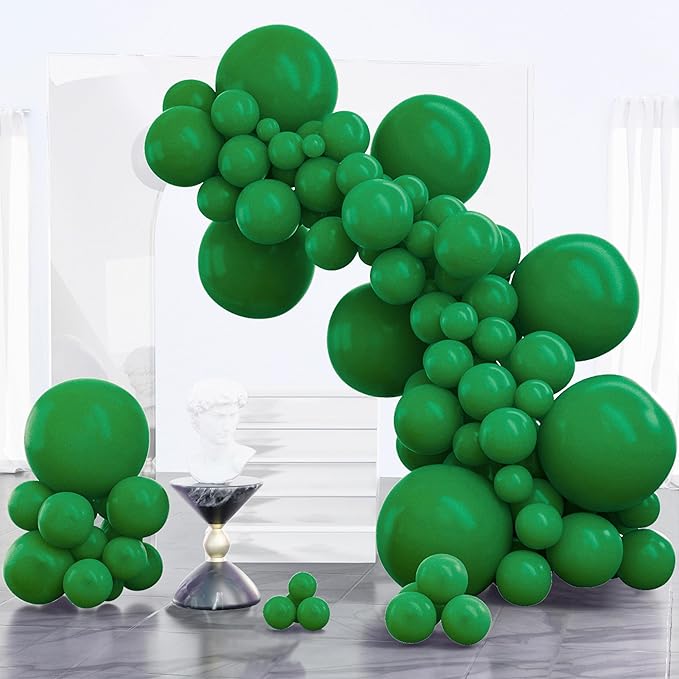 PartyWoo Dark Green Balloons 100pcs Emerald Hunter Forest Green Color | by PartyWoo