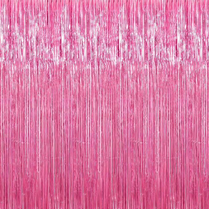 3 Pack 3.3 x 9.9 ft Pink Foil Fringe Curtains Streamers Party Decorations | by Crosize