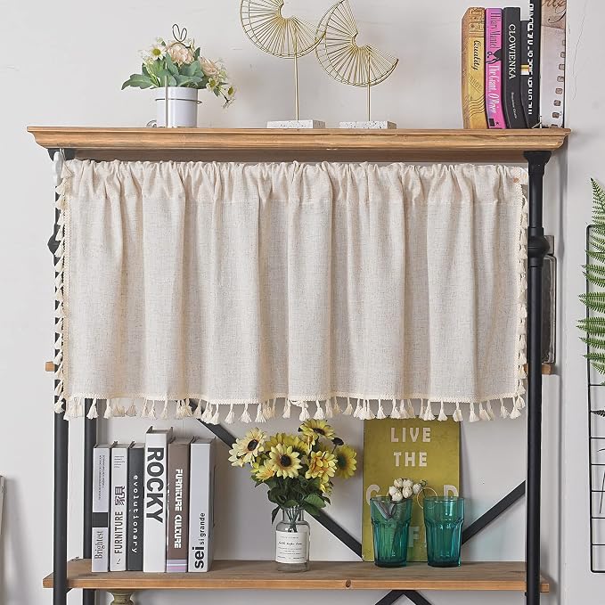 Sutuo Home Boho Sheer Curtain Valance Cotton Linen by SutuoHome