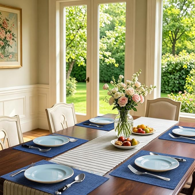 Homaxy Cloths Placemats for Dining Table Set of 8, Cotton Linen Blend Table Mats - Image 2