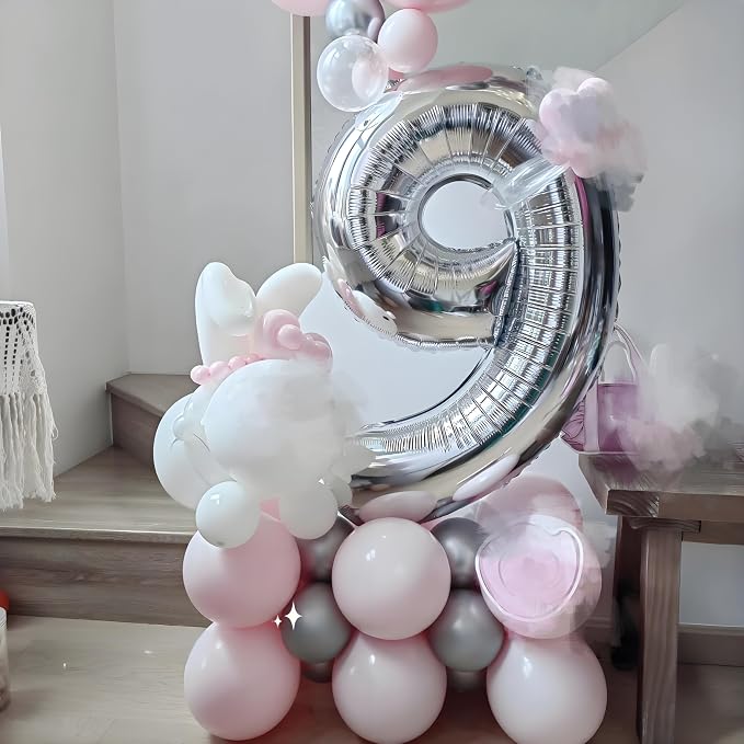 Number Balloons 6 Balloon Silver - Image 4