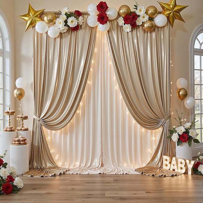 20x10FT Champagne Sequin Backdrop Curtain - Image 4