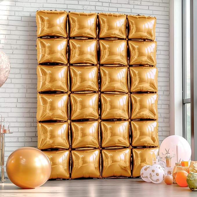 NISOCY 25PCS Brown Square Foil Balloons Wall Backdrop Tunnel Arch Kit | Balloons - Image 7